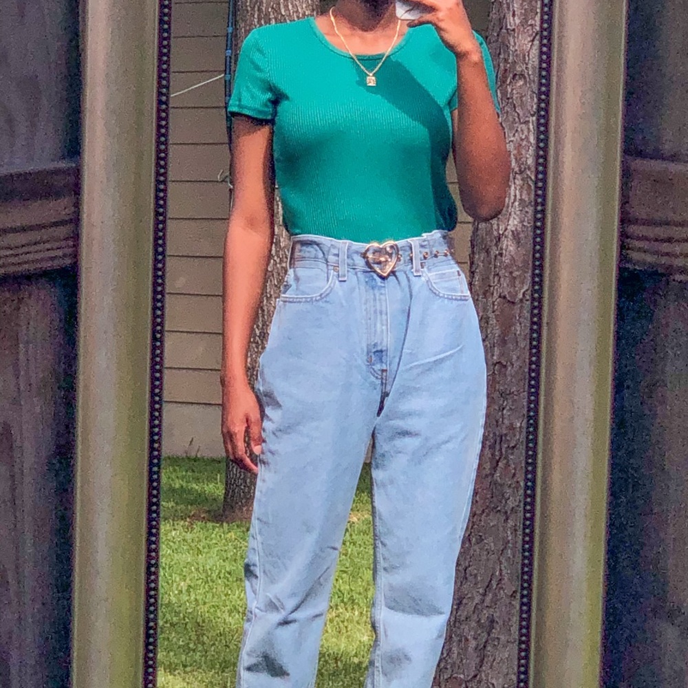 forever 21 emerald green ribbed tee